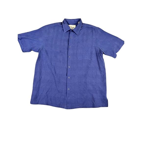 Vintage Silk Men's Shirt XL Blue Short Sleeve Button Front 100% Silk Circ 1969 * - Picture 1 of 9